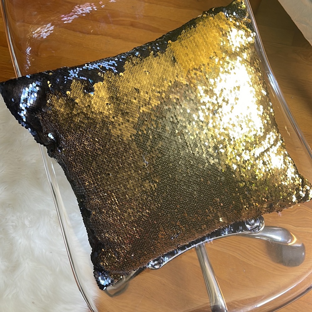 Preloved Gold & Black Sequin Pillow